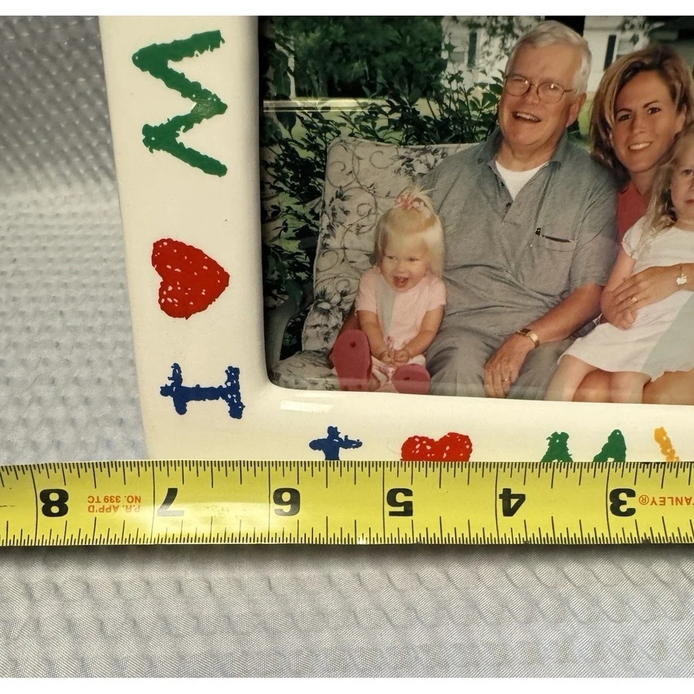 Ceramic Picture Frame I Love My Grandpa Colorful Holds 4x6 Photo Keepsake 90's